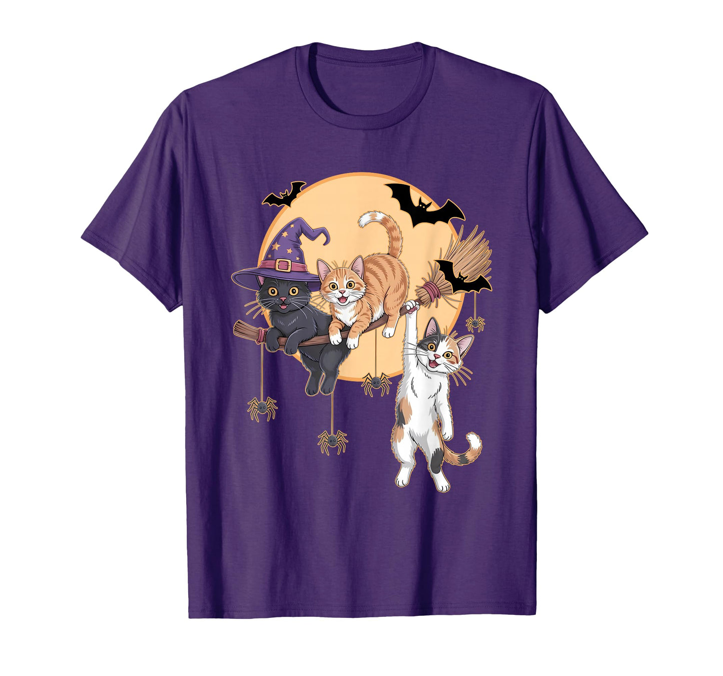 Funny Cat Kitten Witch Hat Halloween Costume Men Women Kids T-Shirt