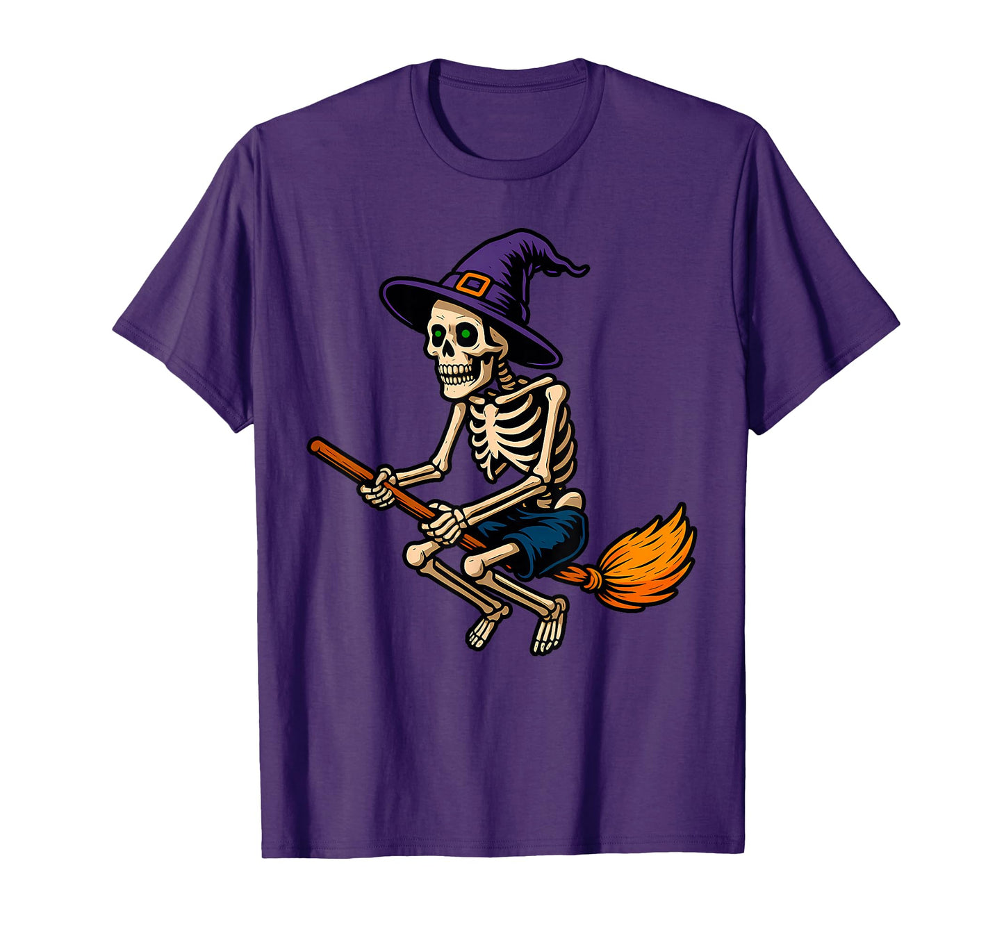 Skeleton Witch Riding Broom Halloween I Can Drive A Stick T-Shirt