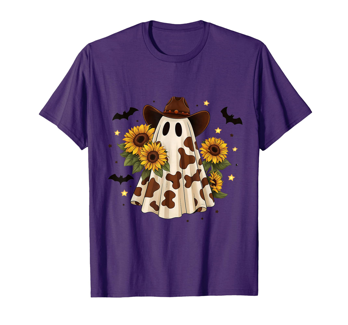 Amazing Spooky Creepy Halloween Cowboy Ghost Sunflower T-Shirt