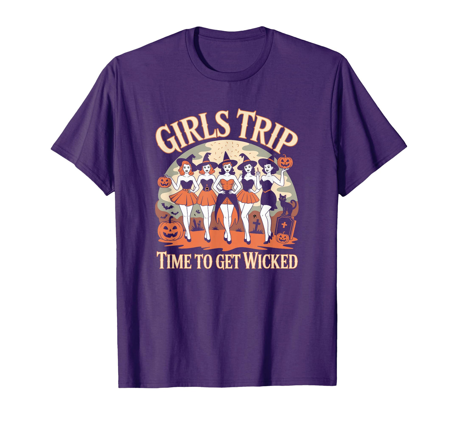 Vintage Pin-up Witches Halloween Girls Trip T-Shirt