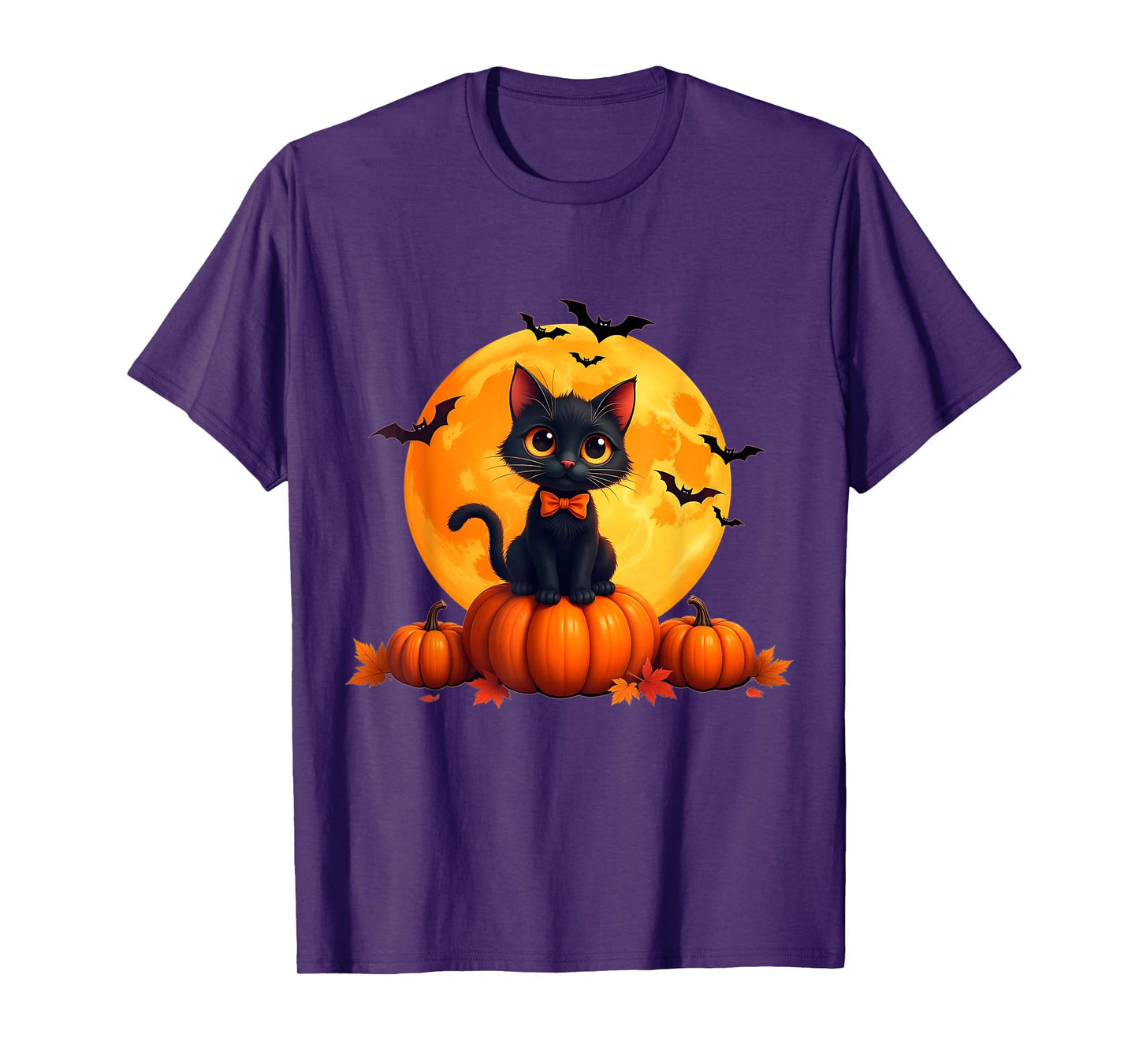 Retro Black Cat Pumpkin Halloween Costume Funny Men Women T-Shirt