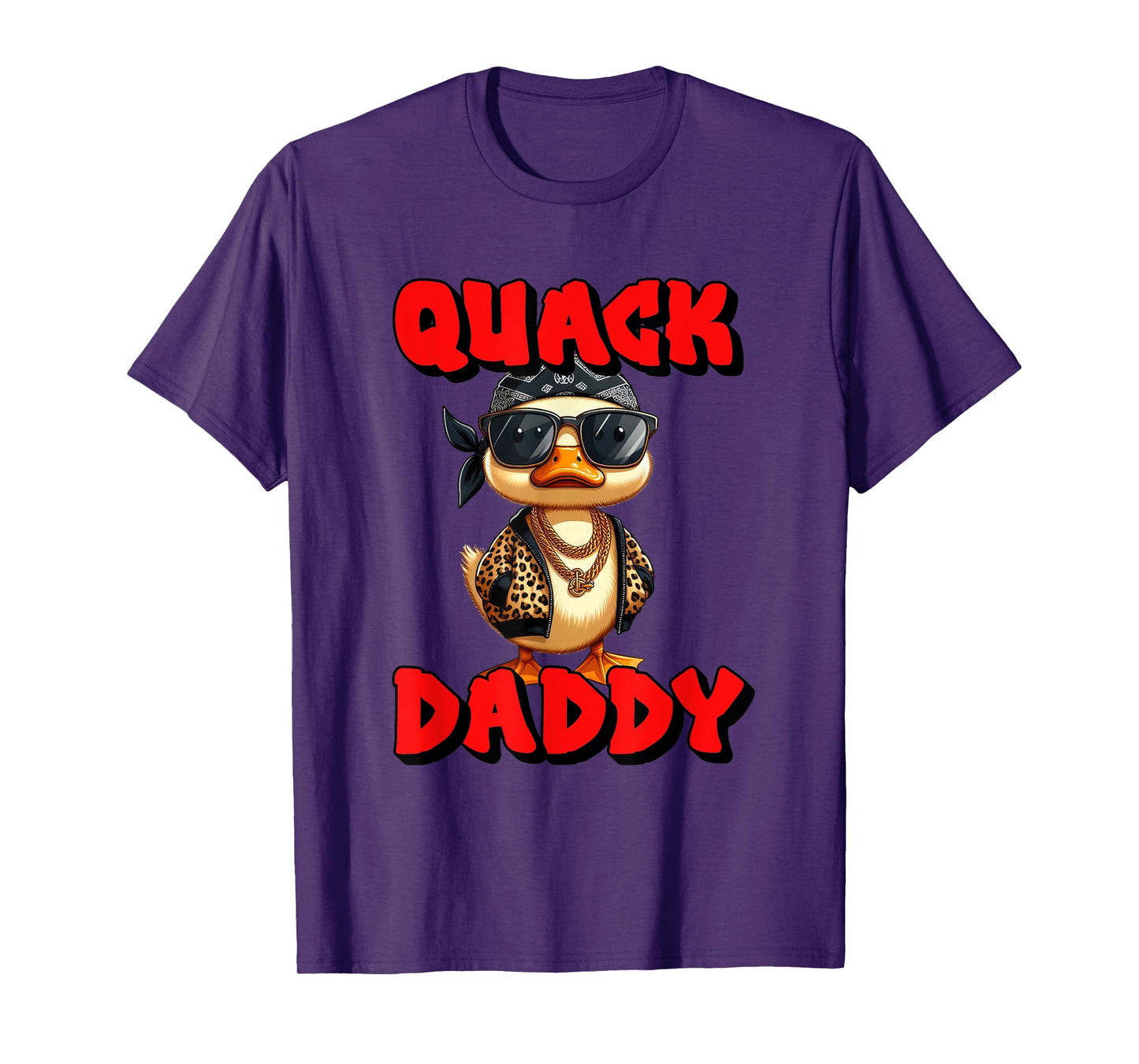 Quack Daddy Duck Cool Rap Hip Hop Duck Glasses Chains T-Shirt