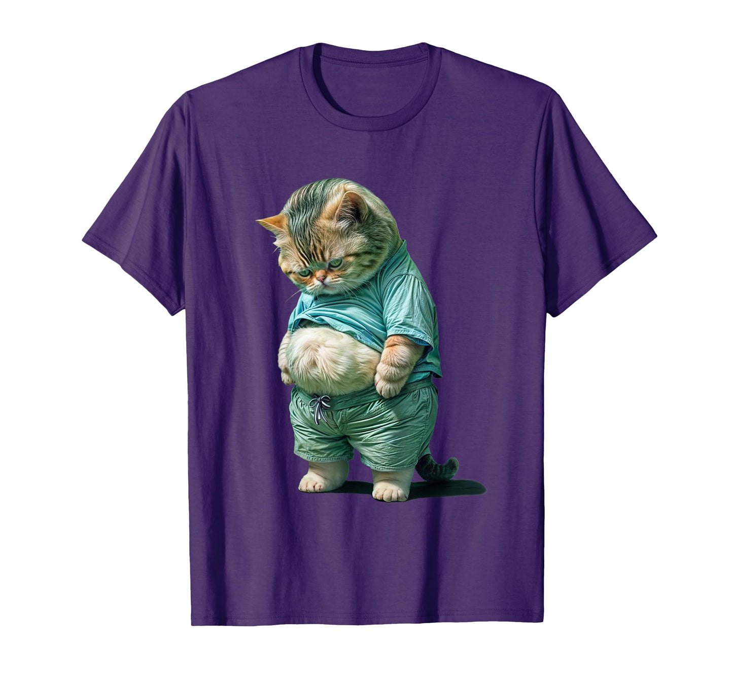 Funny fat Cat IA art design print T-Shirt