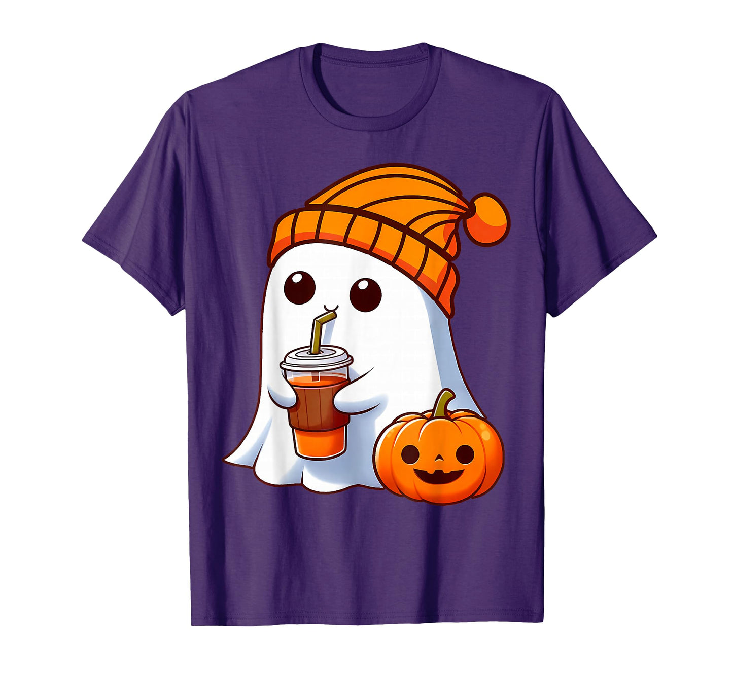 Halloween Costume Ghost Drinking Pumpkin Men Women Girls T-Shirt