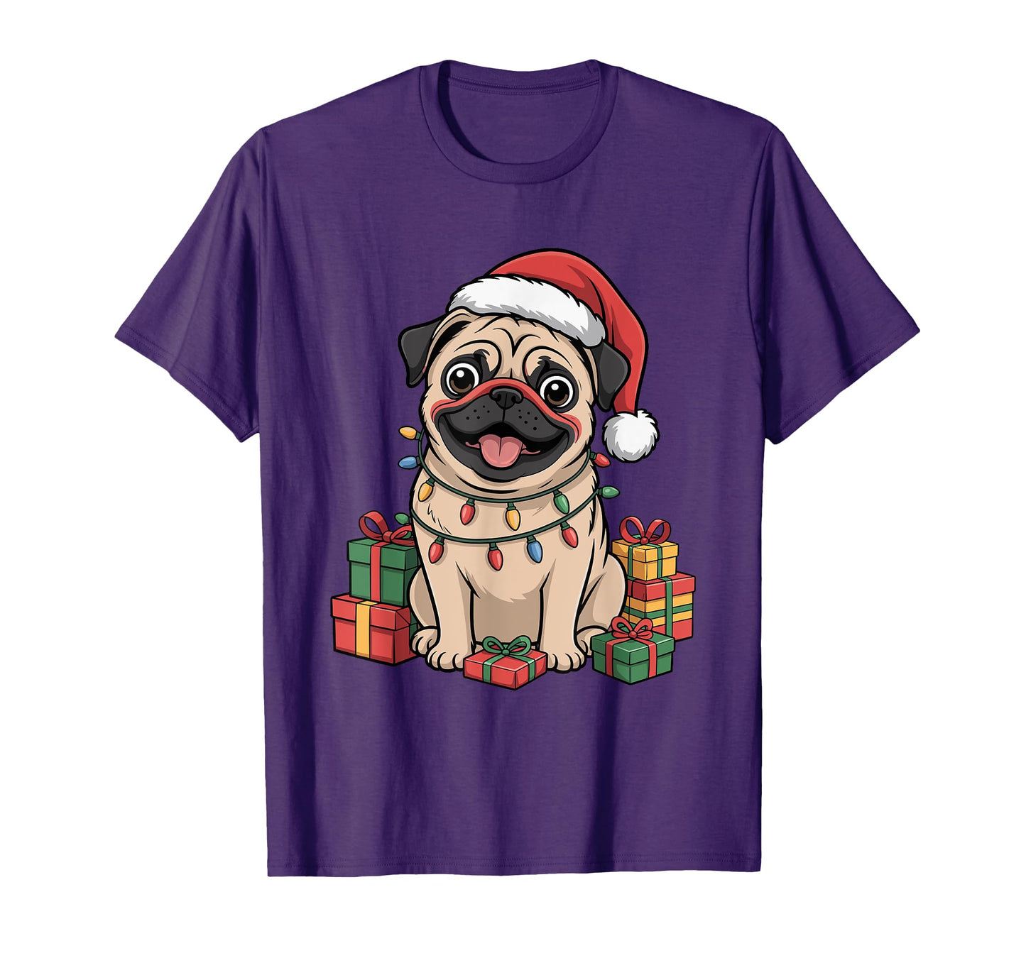Cute Pug Christmas Xmas Design Funny Dog Lover Holiday T-Shirt