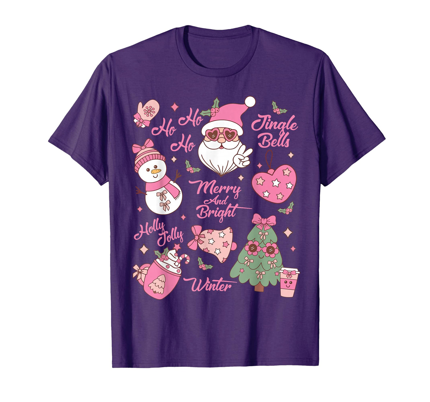 Retro Groovy Santa Claus Christmas Vibes Womens Kids Girls T-Shirt