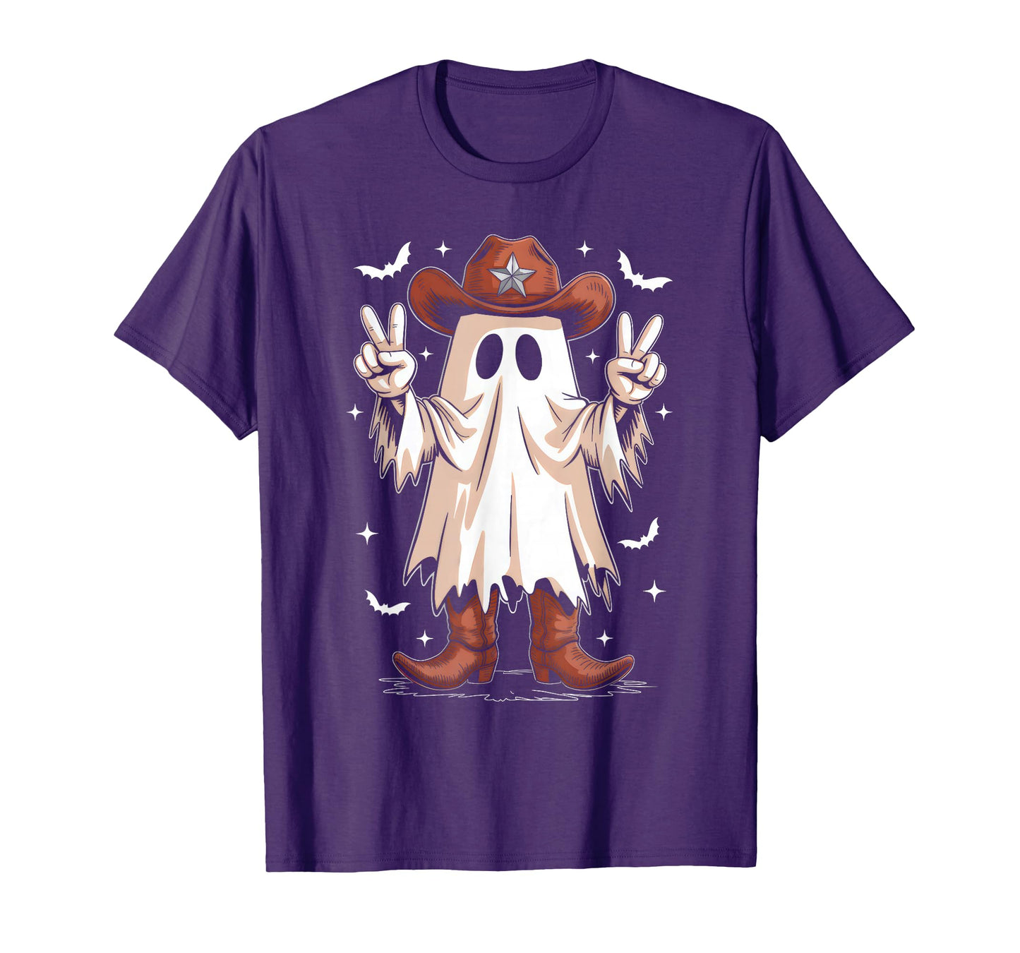 Retro Western Halloween Cowboy Men Boys Halloween Ghost T-Shirt