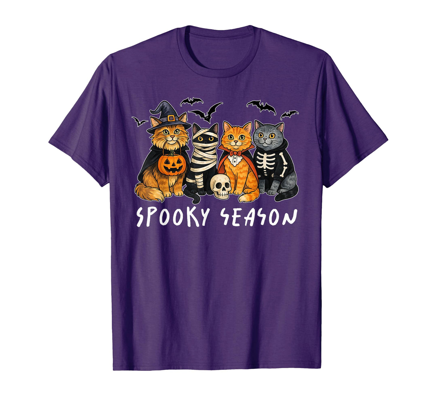 Spooky Season Black Cat Halloween Pumpkin Women Men Kids T-Shirt