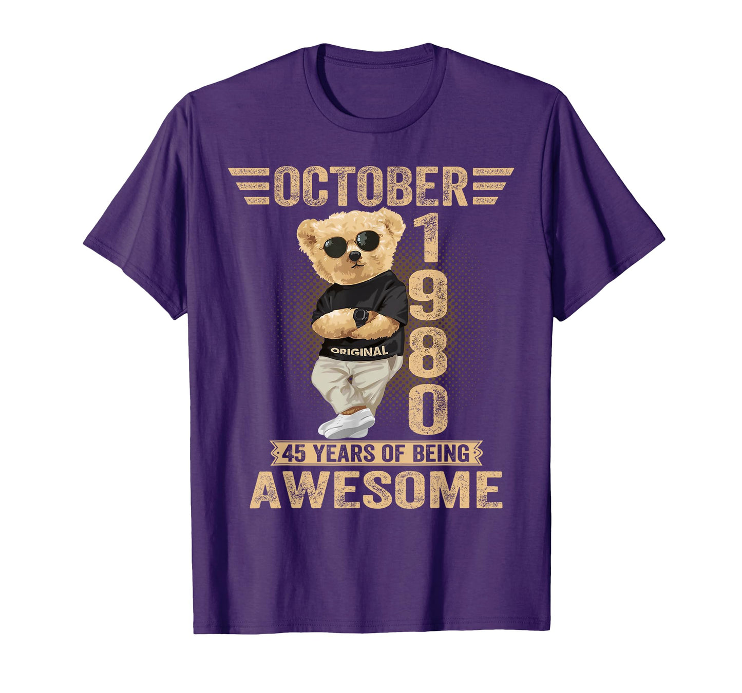 October 45th Birthday Men Women 1980 Awesome Teddy Bear T-Shirt