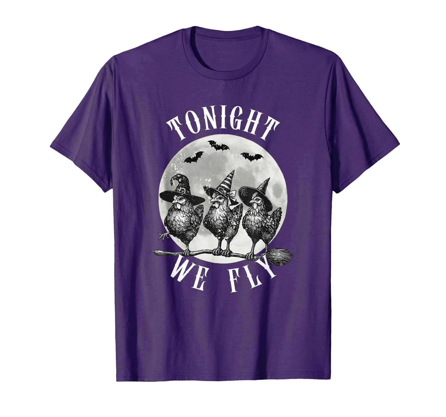 Tonight We Fly, Vintage Chicken Witches Hat and Broom T-Shirt