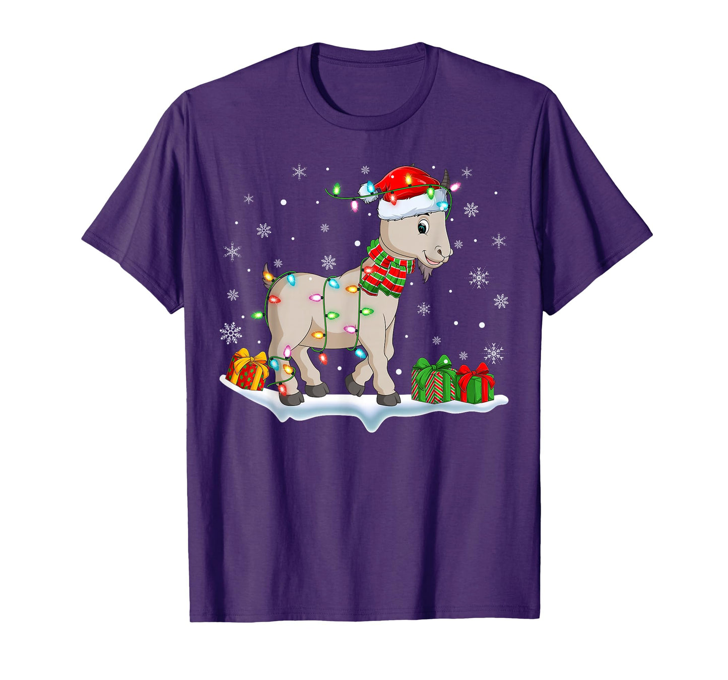 Xmas Lights Santa Goat Christmas Pajamas T-Shirt