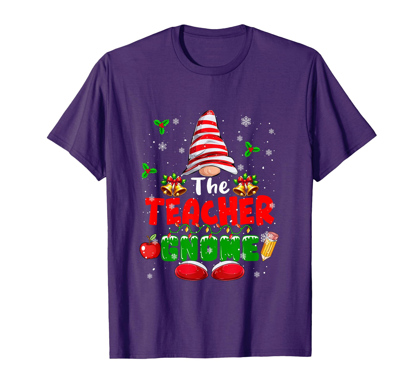 The Teacher Gnome Christmas Colorful Costume Job Team T-Shirt