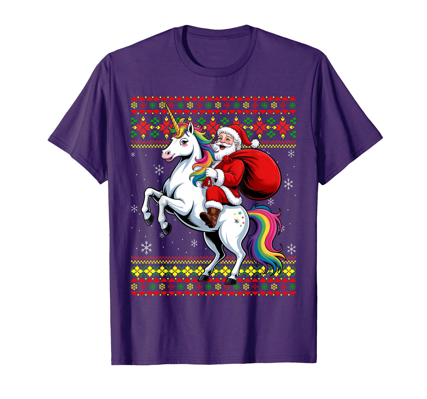 Santa Claus On Unicorn Ugly Christmas Holiday Kids Girls T-Shirt