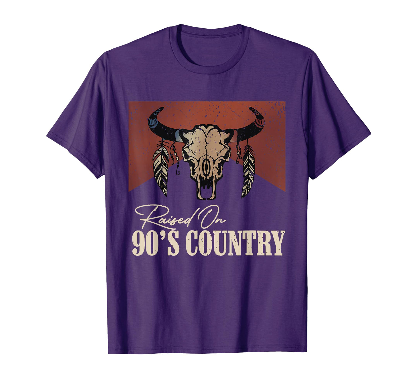 Raised On 90's Country Vintage Western Bull Skull T-Shirt