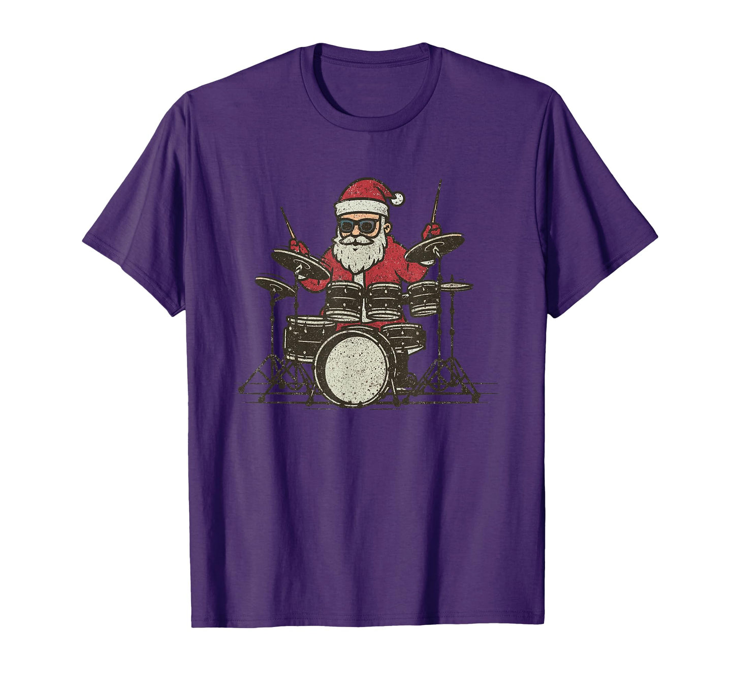 Santa Playing Drums Christmas Vintage Drummer Xmas T-Shirt