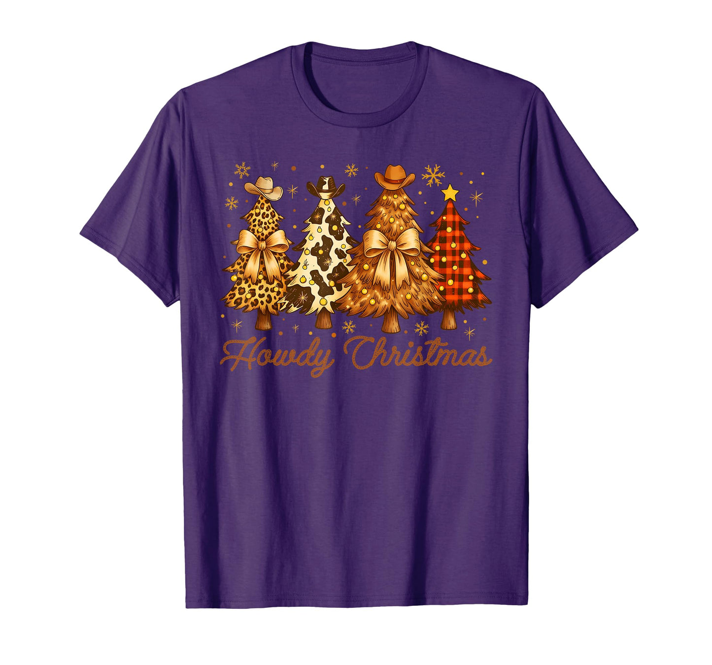 Western Santa Hat Howdy Christmas Tree Coquette Bow Cowgirl T-Shirt
