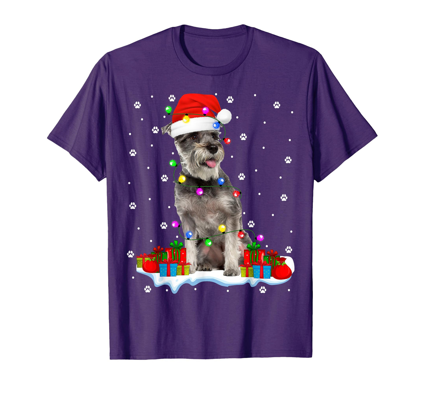 Schnauzer Dog Christmas Lights Sweater Holiday Santa Xmas T-Shirt