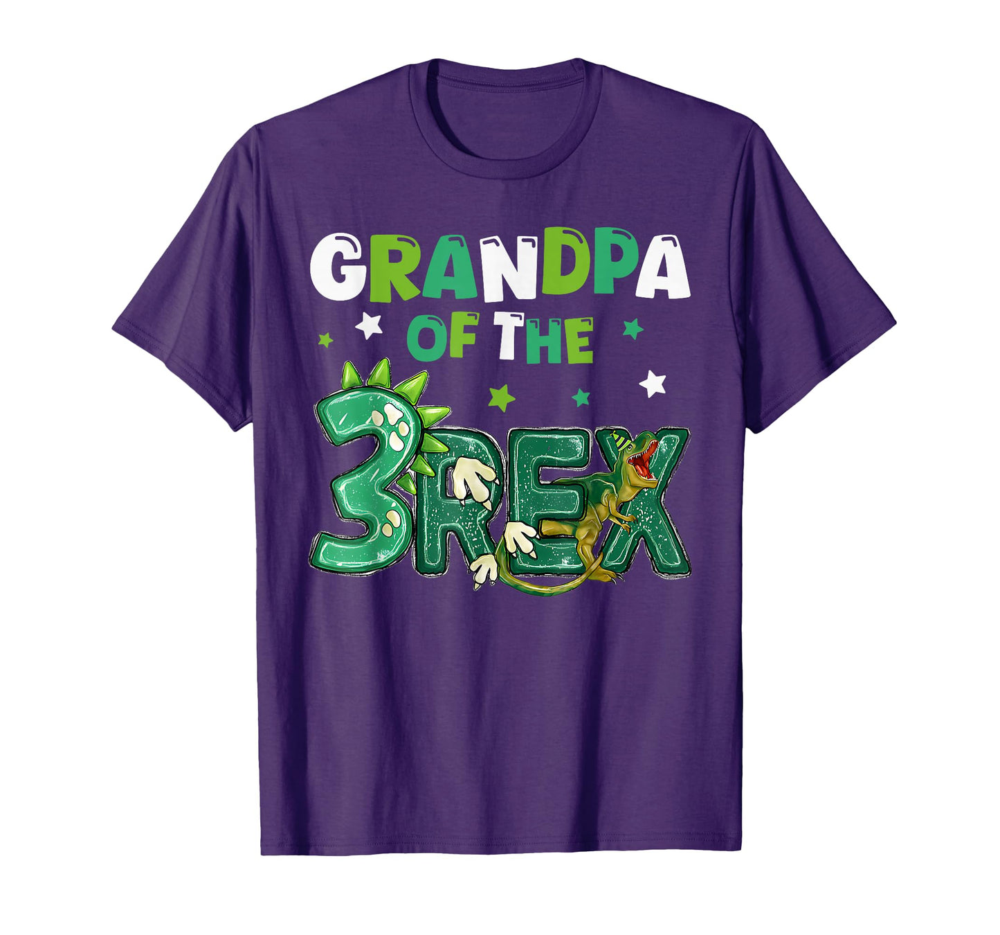 Grandpa of the Three Rex Birthday Dinosaur Family Matching T-Shirt