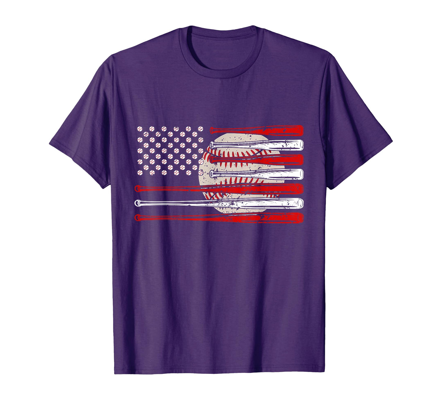 Vintage Baseball American Flag USA For Men Women Dad Mom T-Shirt