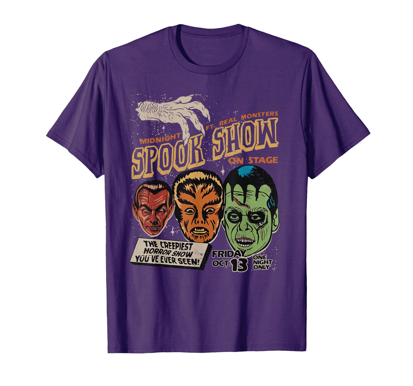 Vintage Funny Midnight Spook Show Monsters Frankenstein T-Shirt