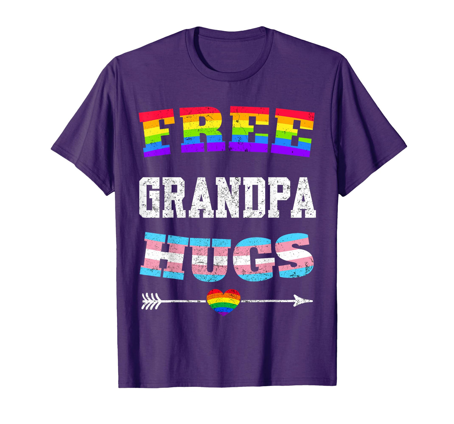 Free Grandpa Hugs, LGBT Gay Lesbian Pride Month Rainbow Flag T-Shirt