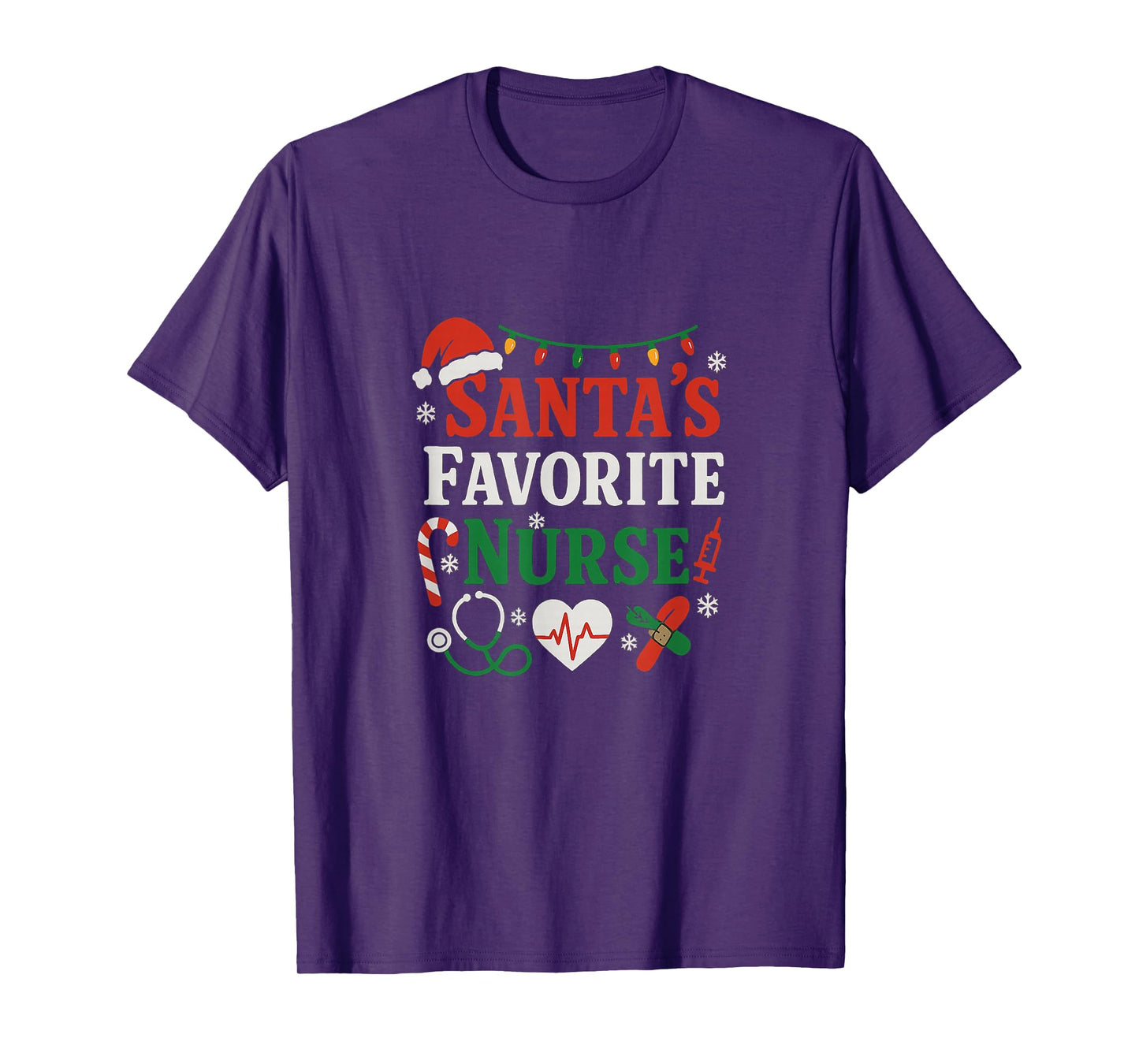 Santa’s Favorite Nurse Christmas Design T-Shirt