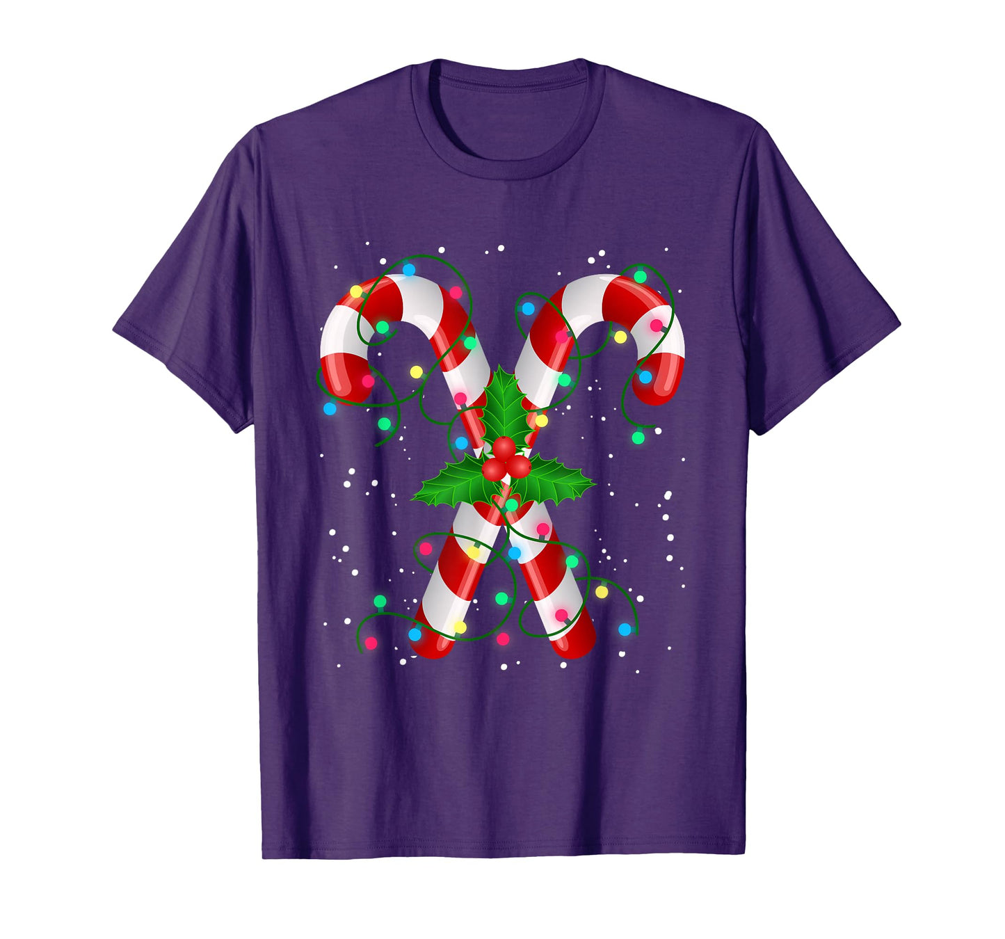Funny Christmas Candy Cane Santa Lights Xmas Pajama Apparel T-Shirt