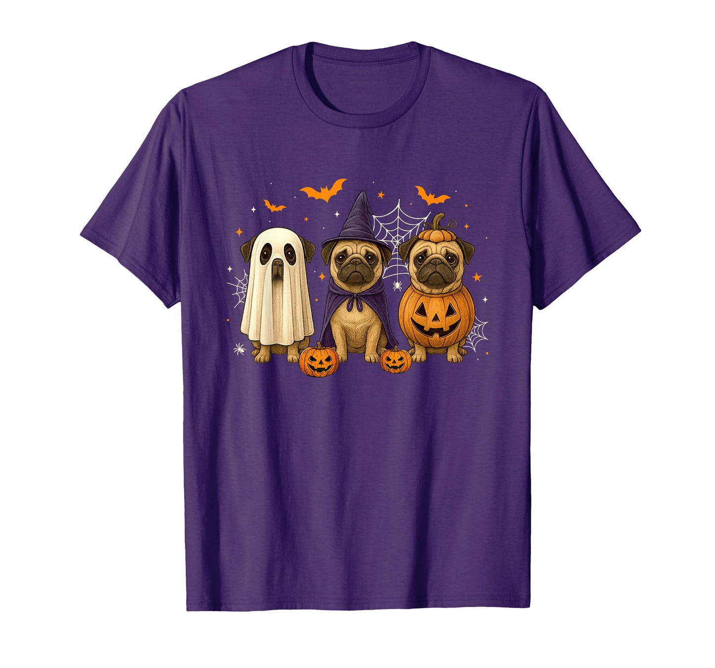 Funny Pug Ghost Witch Pumpkin Halloween Costume Spooky T-Shirt