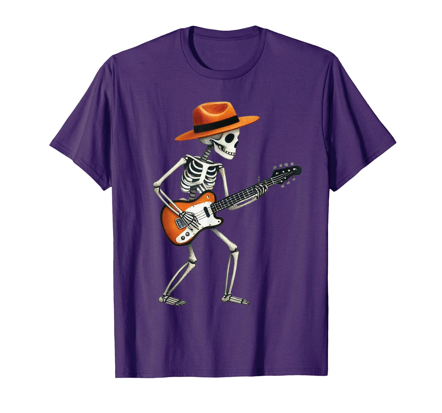 Skeleton Playing Electric Guitar Rock Halloween Boys Men Tee T-Shirt