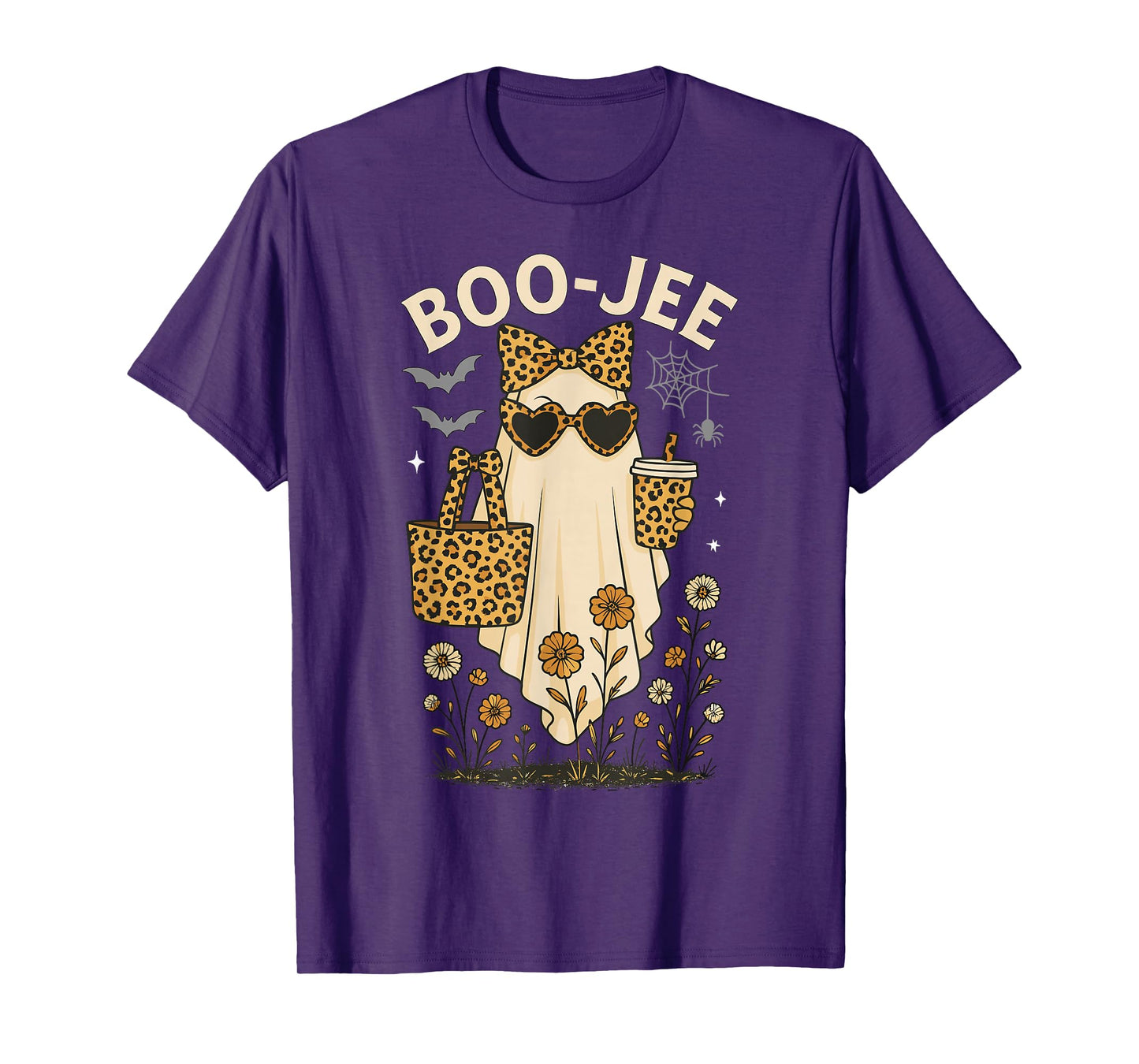 Halloween Boujee Ghost Coquette Leopard Ghost Coffee Boo-JEE T-Shirt