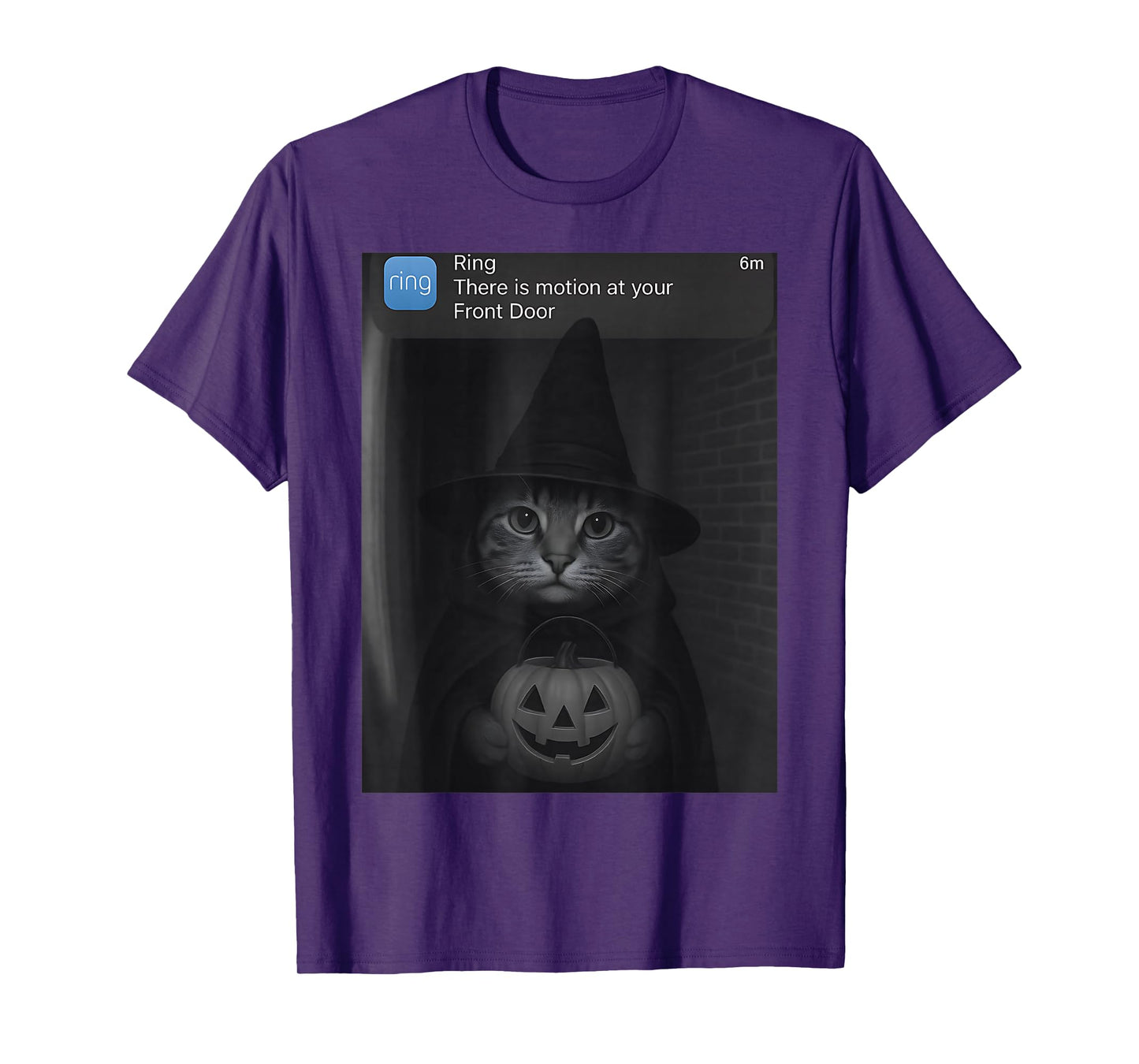 Ring There is Motion at Your Front Door Halloween Cat Witch T-Shirt