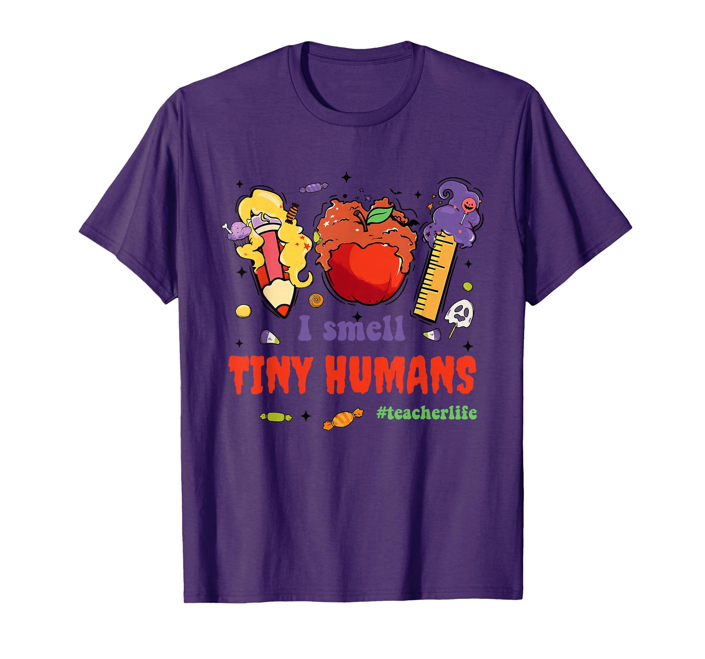 I Smell Tiny Humans Teacher Life Spooky Ghost Halloween T-Shirt
