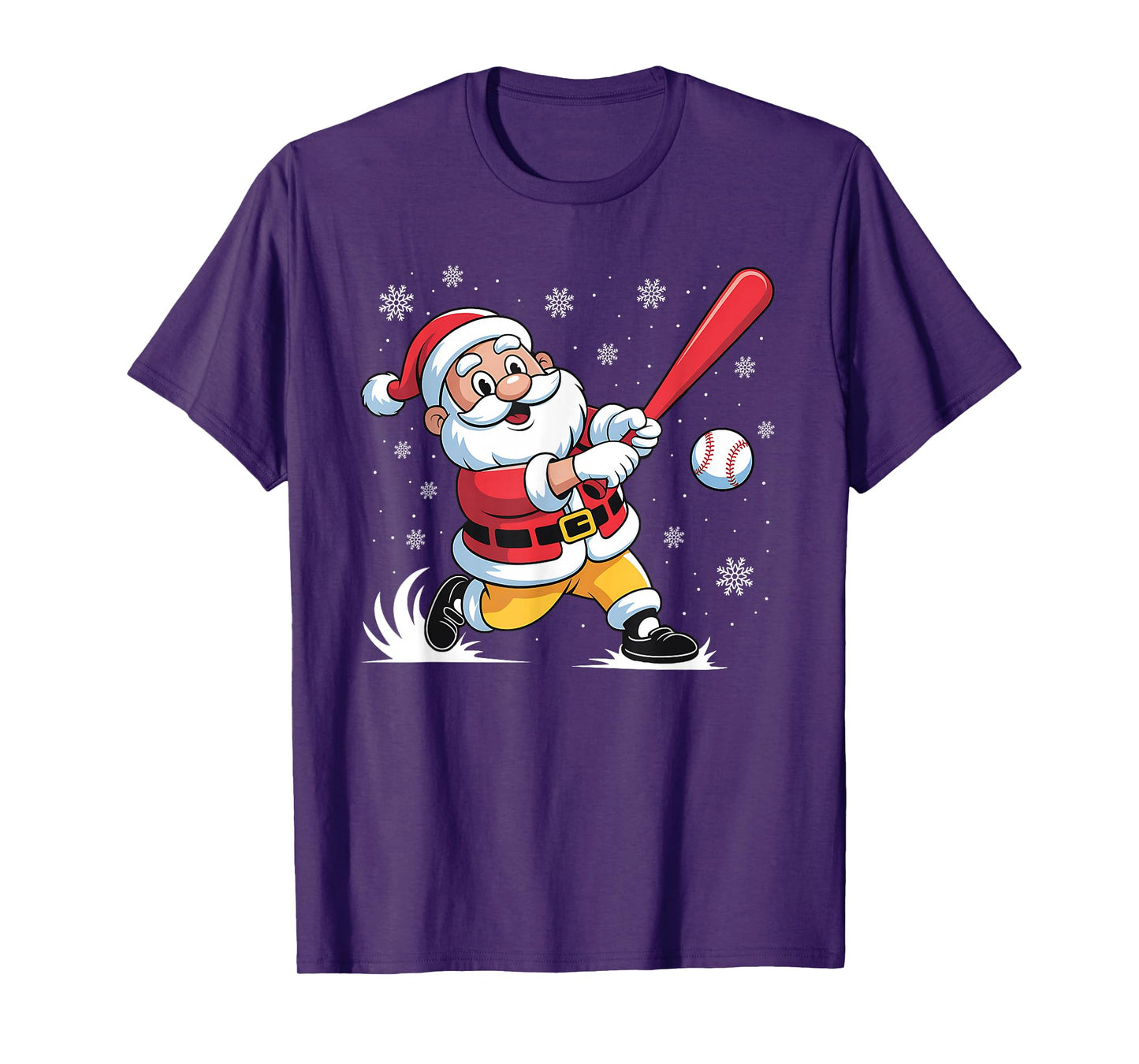 Santa Playing Baseball Christmas Baseball Player Boys Men T-Shirt