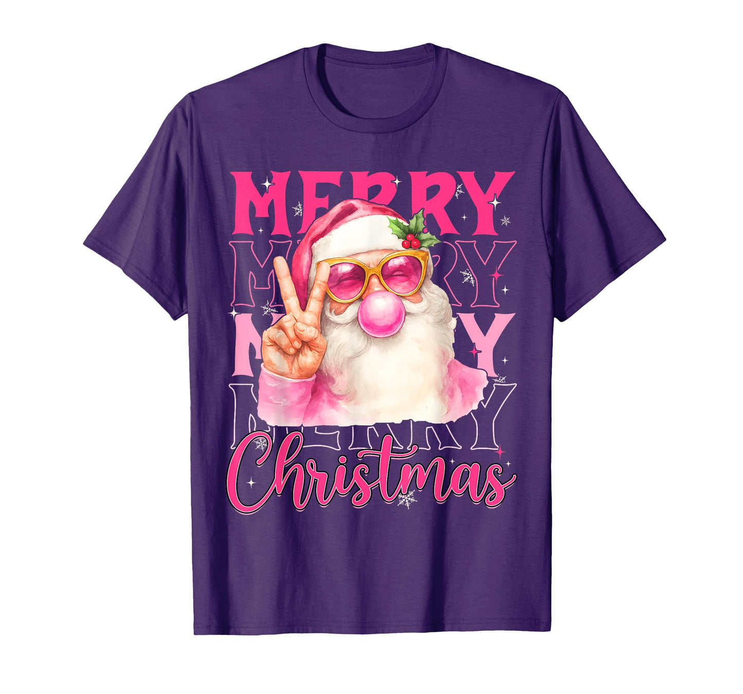 Merry Christmas Pink Santa Claus Bubblegum Men Women Kid T-Shirt