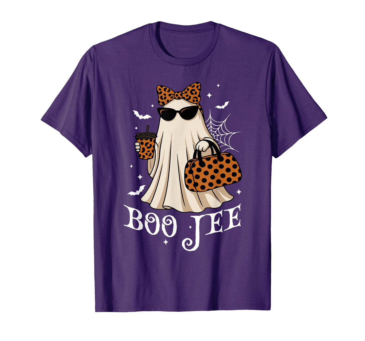 Coquette Leopard Ghost Coffee Boo-JEE Halloween Boujee Ghost T-Shirt