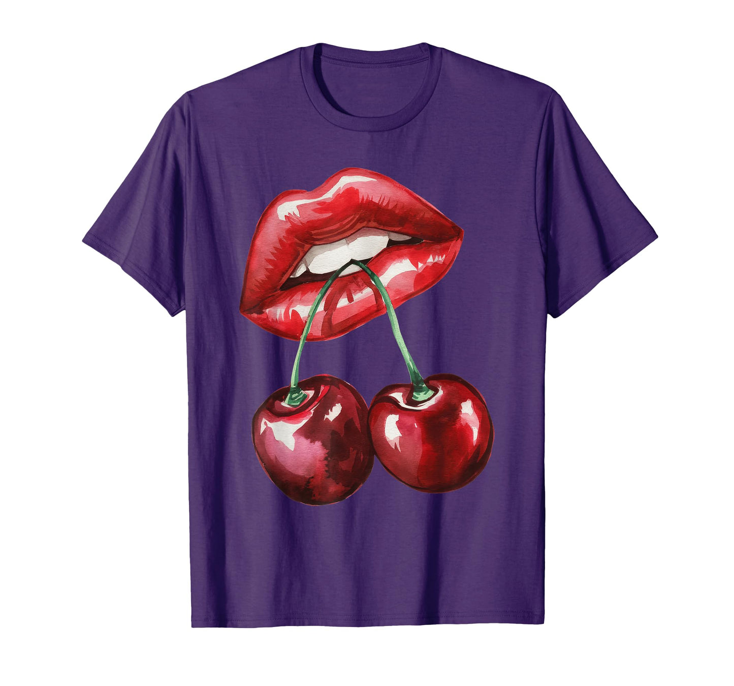 Sexy Lips Cherry Trendy Vintage Retro Cherry Valentines Day T-Shirt