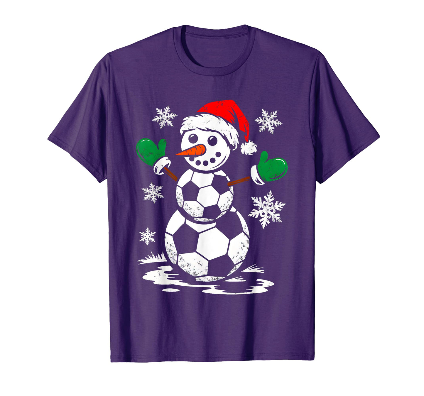 Soccer Santa Hat Snowman Xmas Funny Soccer Lover Christmas T-Shirt