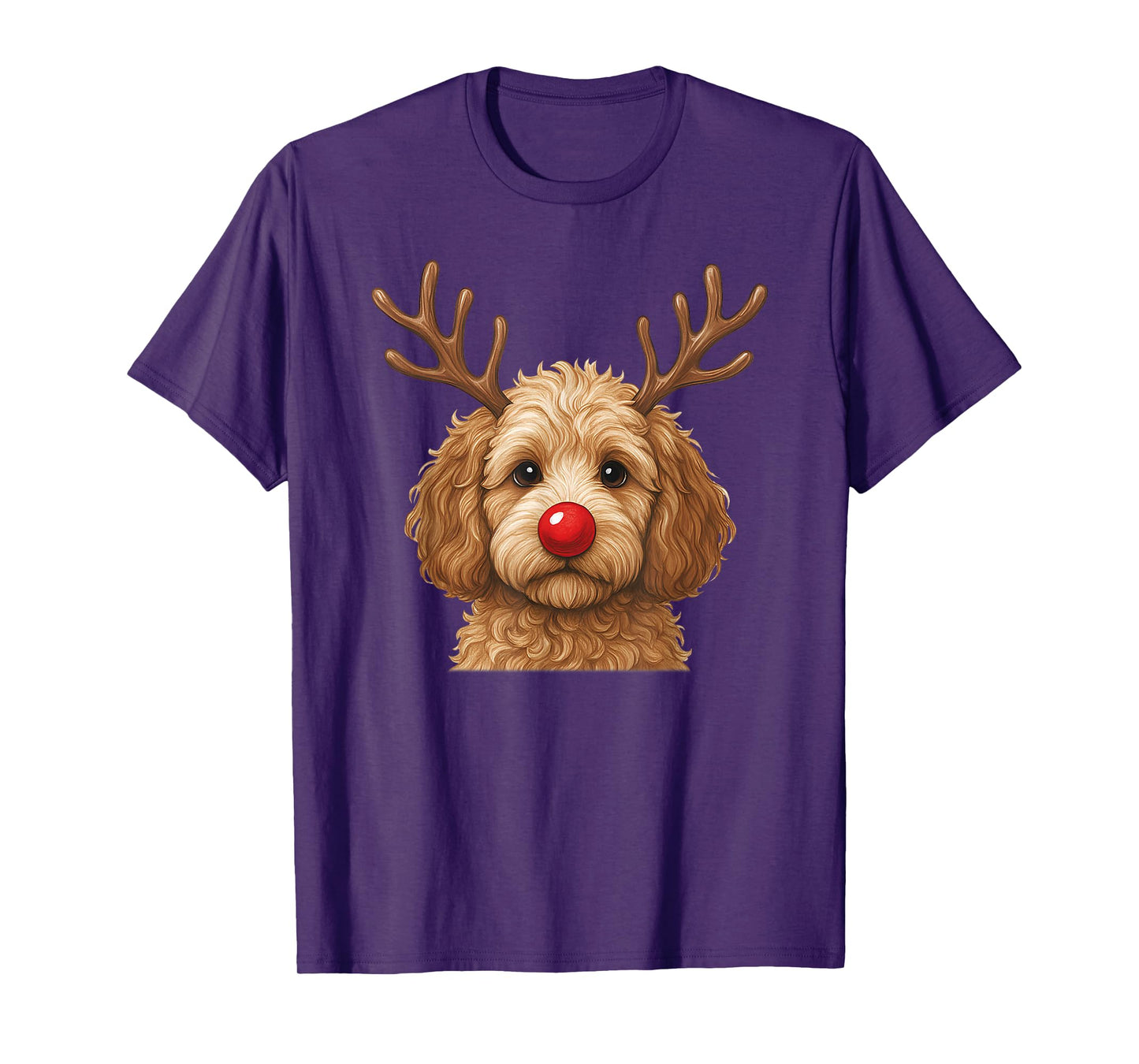 Cute Christmas Dog Poodle Deer Dog Lover Outfit T-Shirt