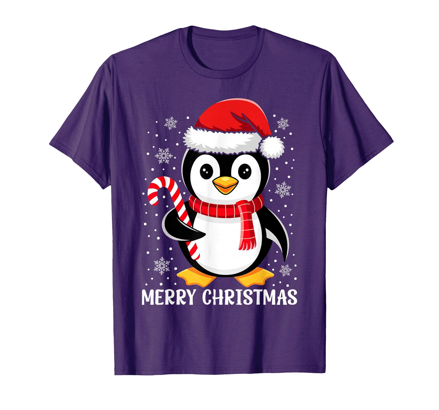 Merry Christmas Penguin Red Santa Hat Funny Xmas Pajamas T-Shirt