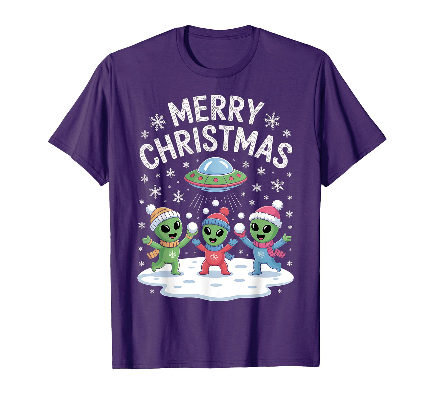 Funny Alien Trio Merry Ugly Christmas Santa Hat Gifts Xmas T-Shirt