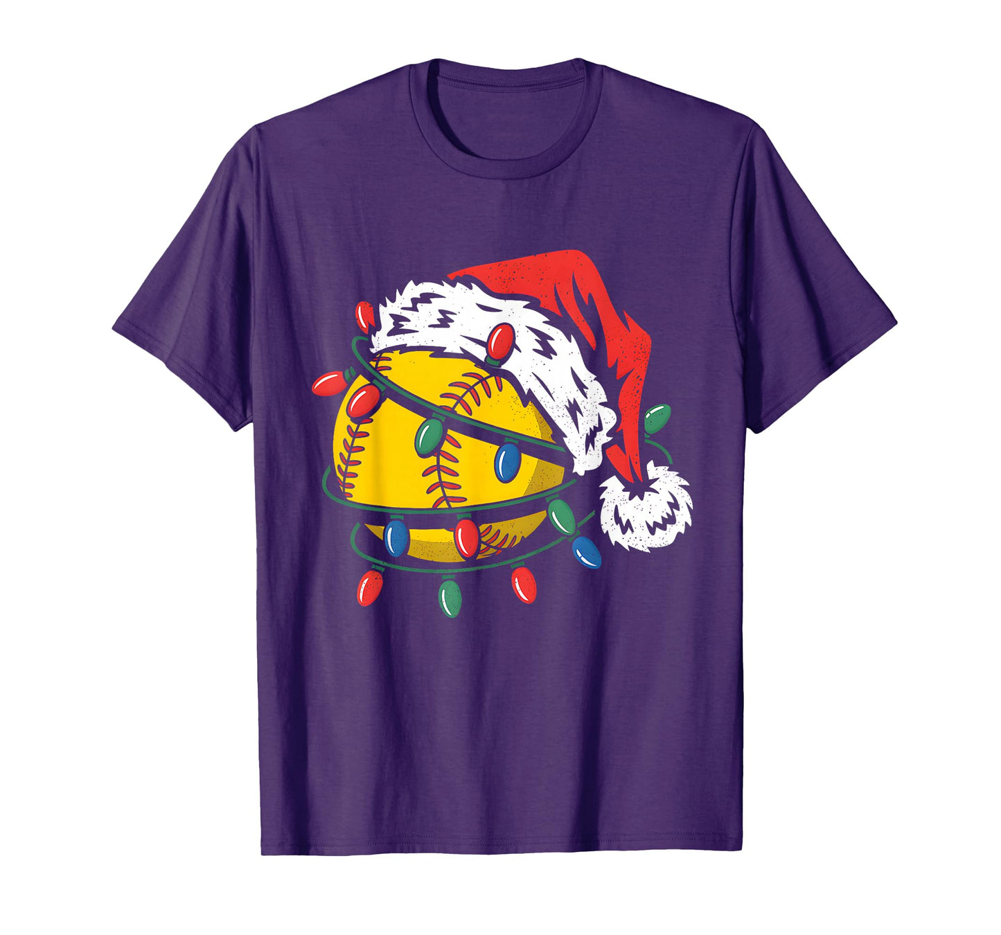 Softball Ball Santa Hat Xmas Funny Christmas Softball Lover T-Shirt