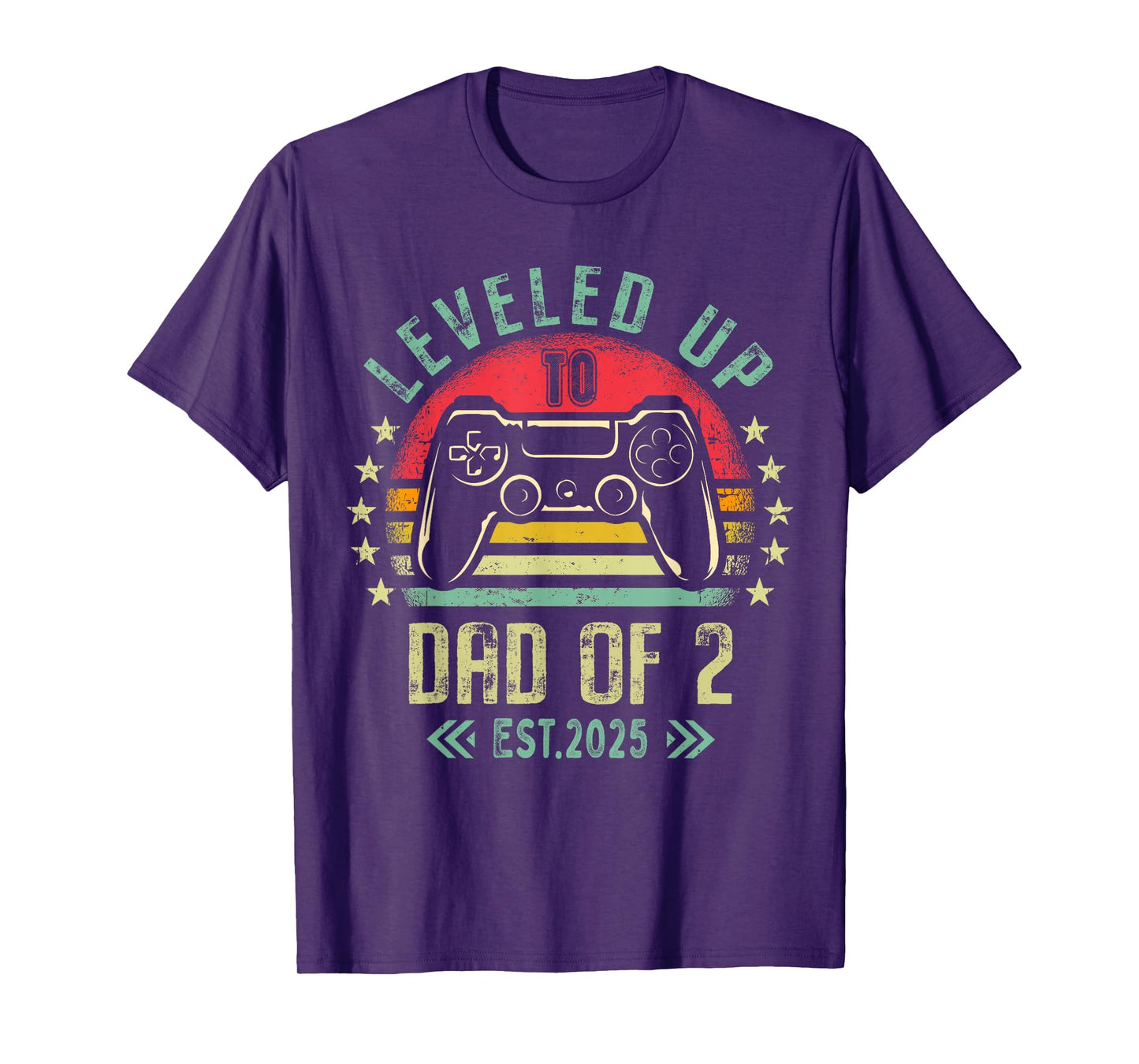 I Leveled Up To Dad of 2 2025 Promoted To Dad Of Two Kids T-Shirt