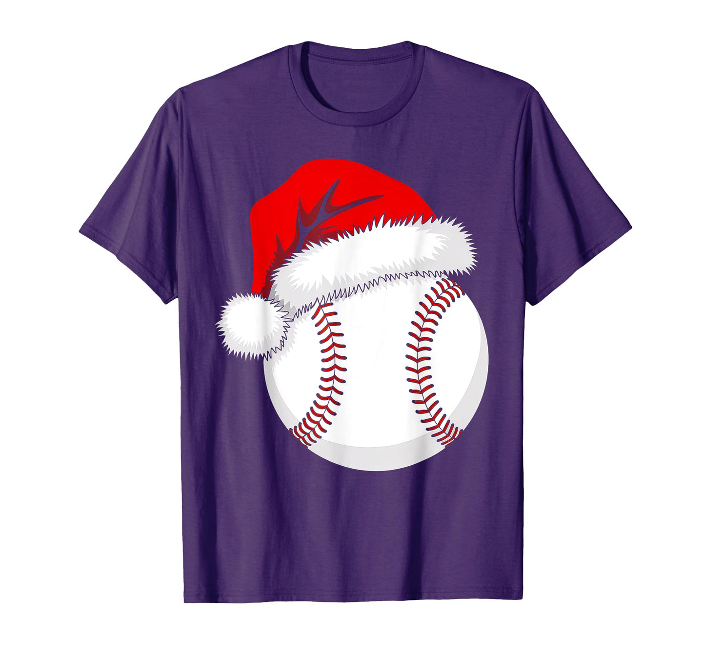 Christmas Baseball Funny Xmas Santa Hat Boys Teens Kids Men T-Shirt