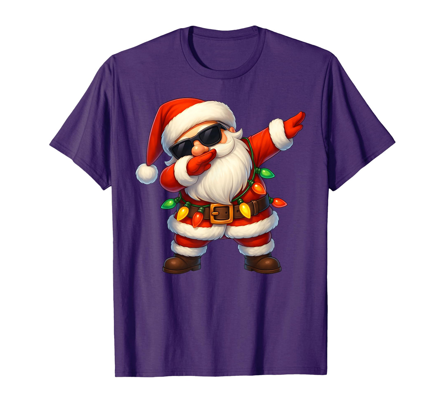 Dabbing Santa Christmas Lights Dab Xmas Girls Boys Kids T-Shirt