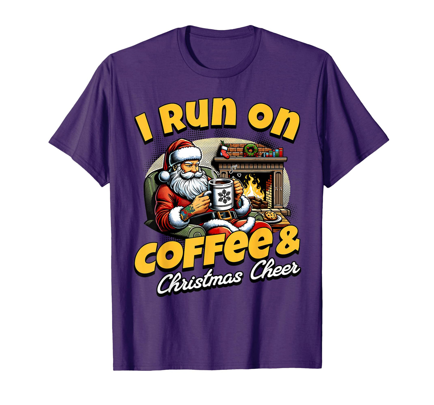 I Run on Coffee and Christmas Cheer Funny Holiday T-Shirt
