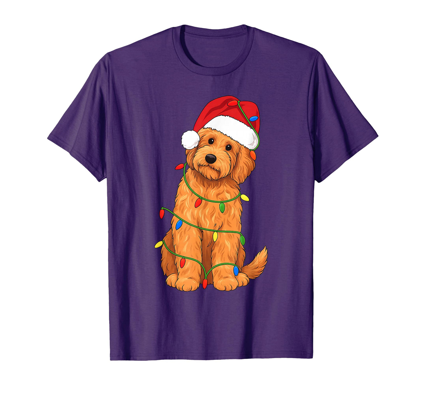 Goldendoodle Christmas Tree Lights Holiday Dog Lover T-Shirt
