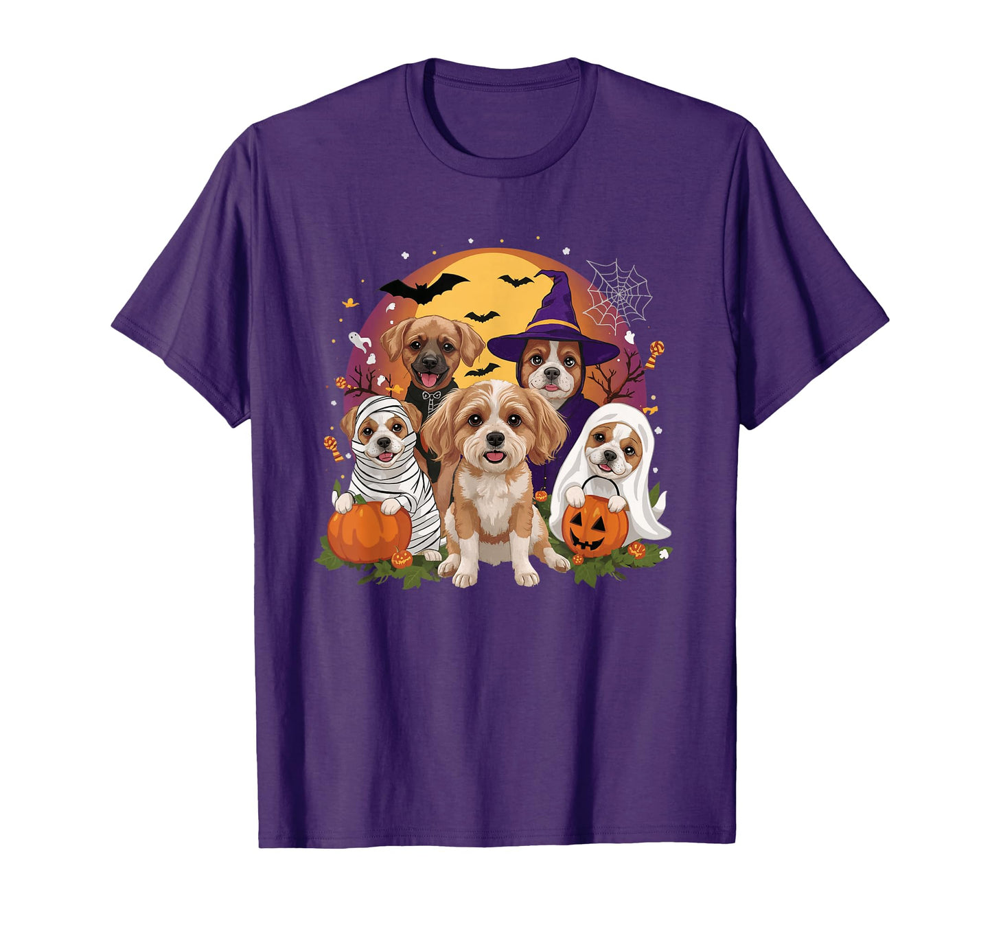 Cute Mummy Witch Ghost Halloween Dog Costume Men Women Kids T-Shirt