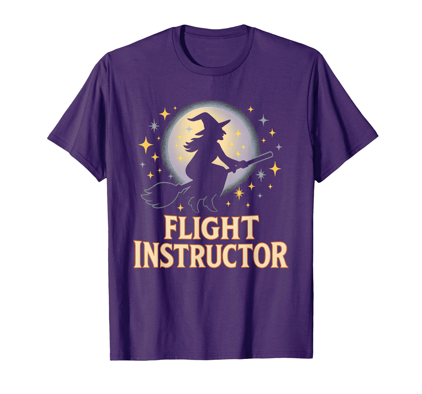 Flight Instructor Witch Riding Broomstick Funny Halloween T-Shirt