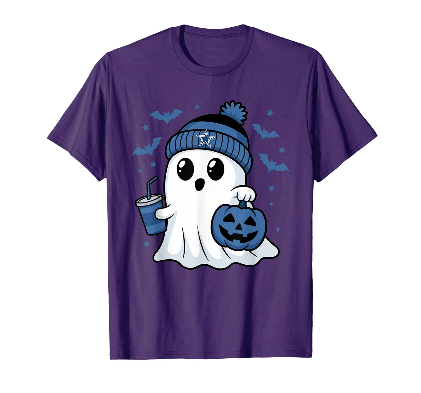 Vintage Dallas Ghost Cute Ghost Halloween Blue Pumpkin T-Shirt