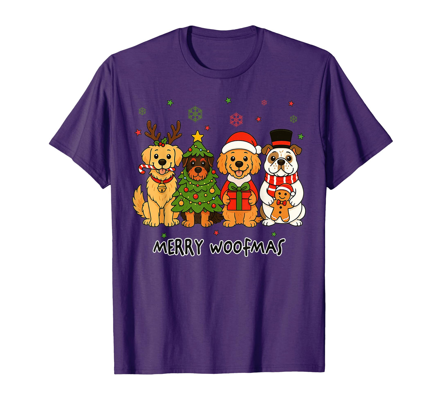 Merry Woofmas Christmas Dog Xmas Tree Santa Reindeer Pajama T-Shirt